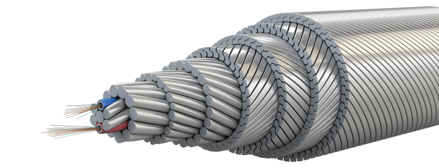 Full Lock Coil Track Rope with fibre optics